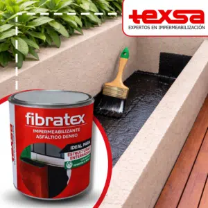 Aplicación de Fibratex, impermeabilizante asfáltico denso e inhibidor de raíces en muros enterrados y cimentaciones.
